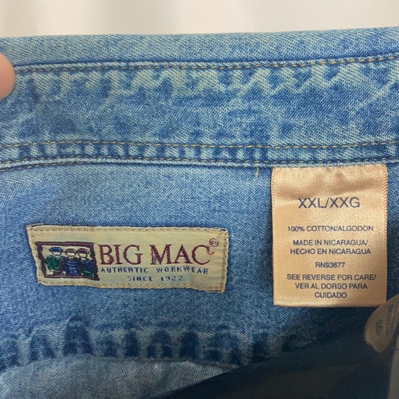 Custom Bleached Big Mac Denim Button Up Shirt XXL - Picture 13 of 14